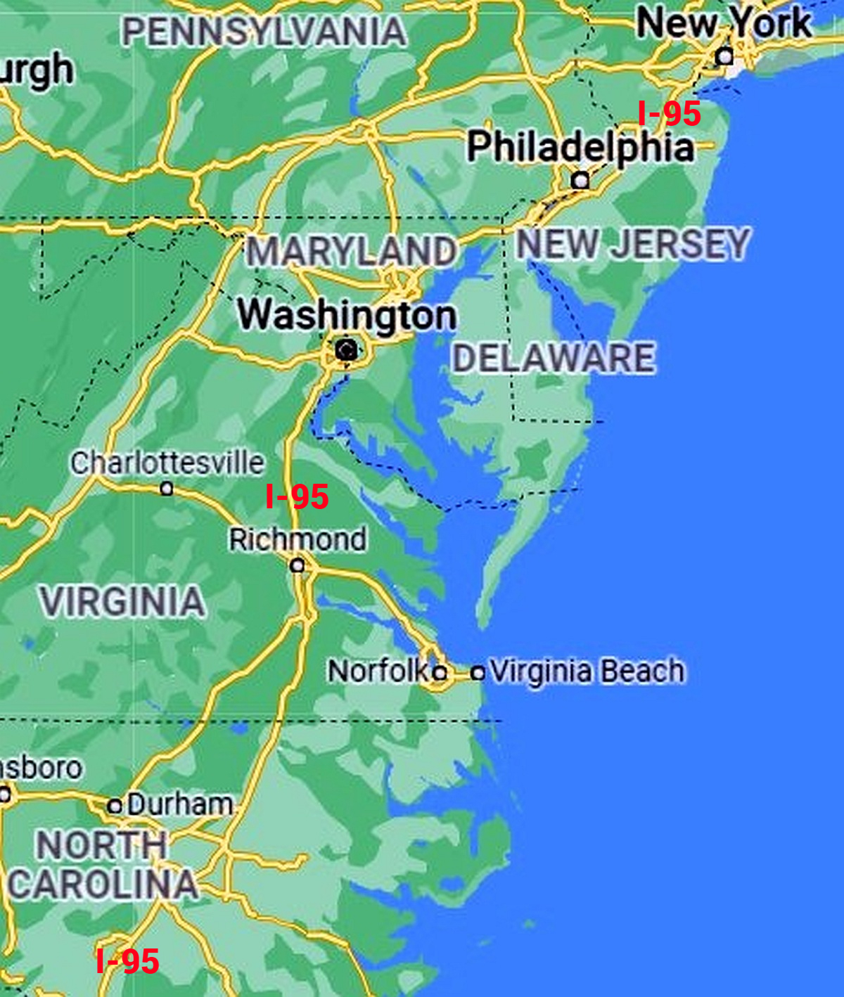 INTERSTATE 95 MAP visual data 5